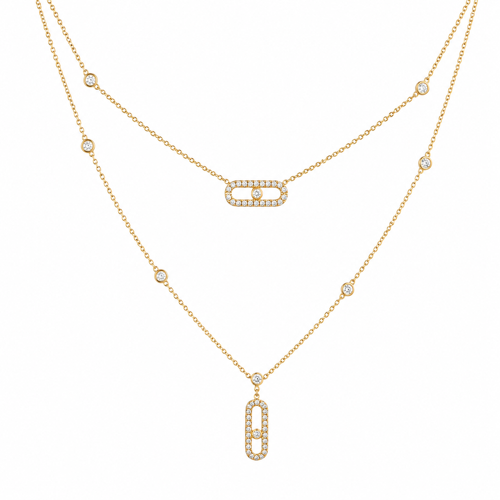 Collar doble bejeweled