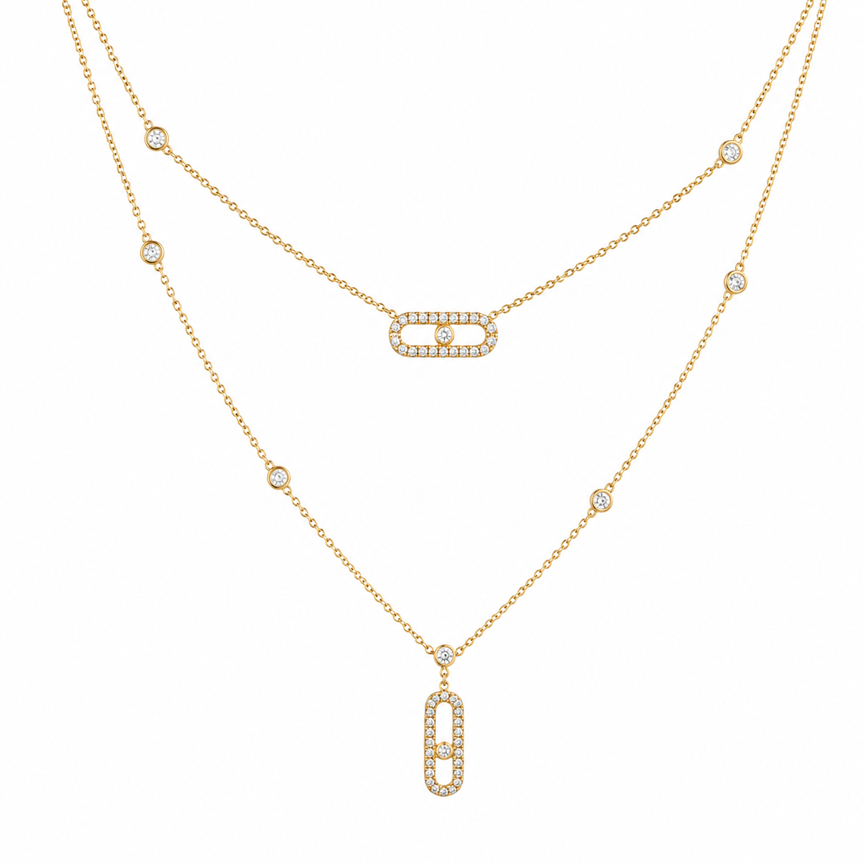 Collar doble bejeweled dorado